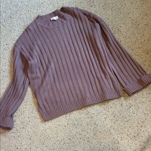 Pink Lily Ribbed Sweater - Dusty Purple